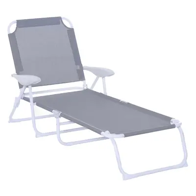 Outsunny Folding Sun Lounger Garden Reclining Lounge Chair 4Level Backrest