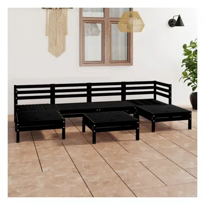 vidaXL Garden Lounge Set Outdoor Lounge Set Piece Black Solid Wood Pine