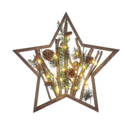 Decorative Figurine Christmas Star LED Dark Wood DOKKA