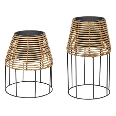 Set of Elevated Plant Pots BORAGO PE Rattan Natural