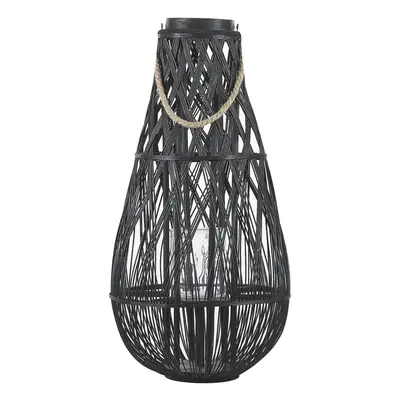 Wooden Candle Lantern cm Black TONGA