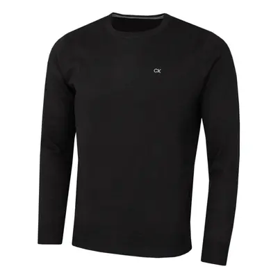 (L, Black) Calvin Klein Mens Crew Neck Soft Cotton Breathable Sweater