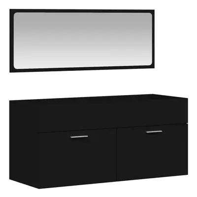 (black) vidaXL Bathroom Cabinet Vanity Unit Cupboard with Mirror White Engineered Wood