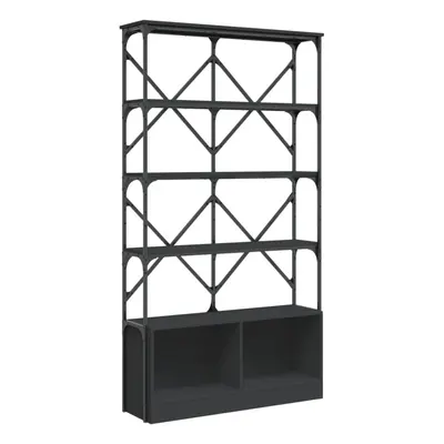 vidaXL Bookcase Bookshelf Storage Side Cabinet Black Engineered Wood and Metal