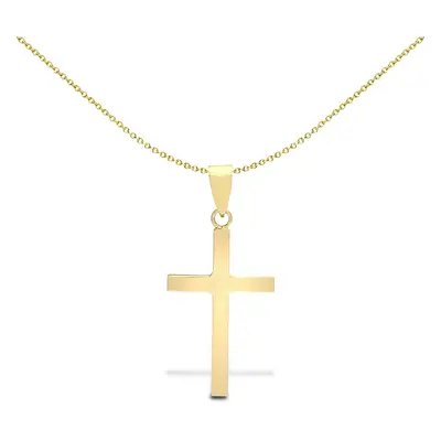 Jewelco London Solid 9ct Yellow Gold Plain Cross Pendant - JPX002