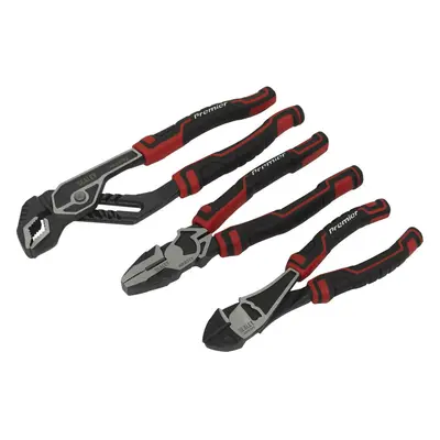 3 Piece High Leverage Pliers Set - Serrated Jaws - Comfort Grip Handles