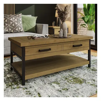 FWStyle Coffee Table Solid Pine Driftwood Lacquered