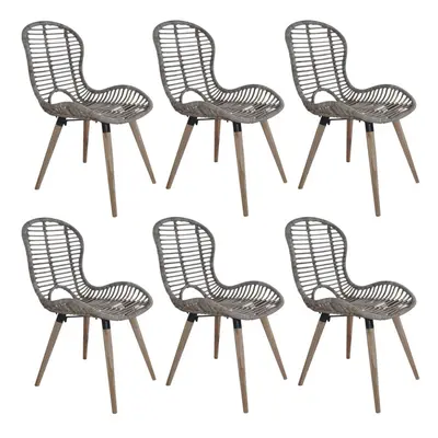 vidaXL 6x Dining Chairs Natural Rattan Brown Outdoor Garden Patio Dinner Seat