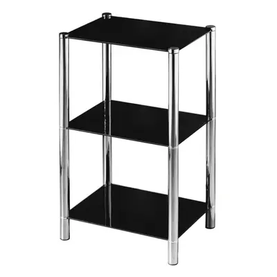 Premier Housewares 3-Tier Shelf Unit with Black Glass Shelves and Chrome Frame, x x cm