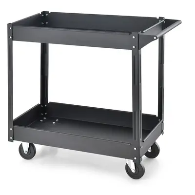 2-Tier Utility Cart Double-Layer Cart w/ Handle Heavy-Duty Metal