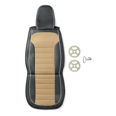 (Beige) 1Pc Front Car 5/7 Seat Cover Waterproof Dustproof PU Leather Protector Mat Pad