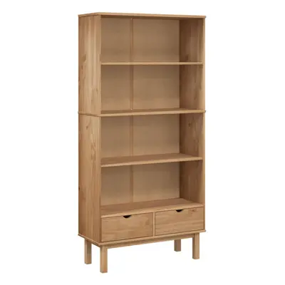 (brown) vidaXL Solid Wood Pine Bookcase with Drawers Storage Shelf Multi Colours