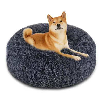 (L) Dog Pet Bed Cat Bed Fau* Fur Cuddler Round Comfortable Size Ultra Soft Calming Bed for Dogs 