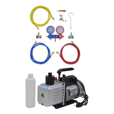 vidaXL Vacuum Pump L/min with 2-way Manifold Gauge Set in Tool Kit Pump