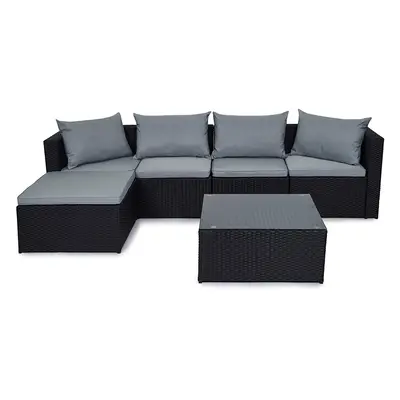 (Black, With Cover) EVRE Miami Rattan Outdoor Set with coffee table