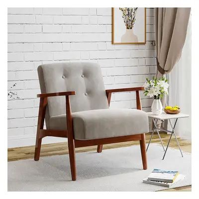 Solid Wooden Button Cushion Armchair