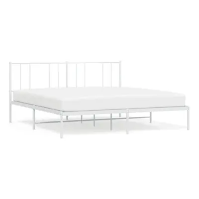 (white, x cm/with headboard) vidaXL Metal Bed Frame with Headboard Bed Base Mattress Foundation 