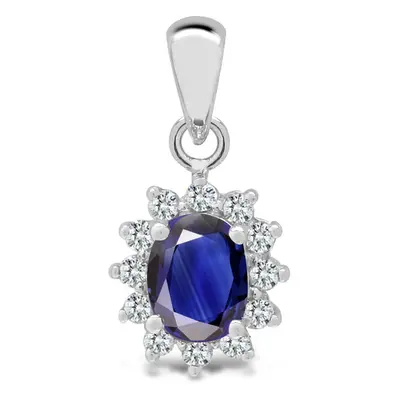 Jewelco London 18ct White Gold G SI 0.09ct Diamond and Oval Blue 0.52ct Sapphire Royal Cluster C