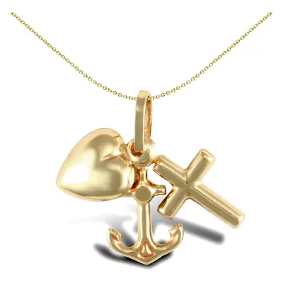 Jewelco London Ladies 9ct Yellow Gold Faith Hope Charity Charm Pendant - JPC219