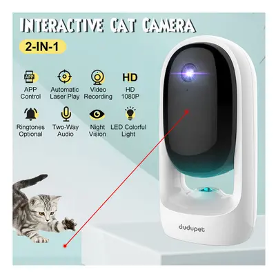 2-IN-1 Wireless Pet Camera Laser Funny Cat Toy 1080P HD WiFi Night Vision Two-Way Audio APP Remo