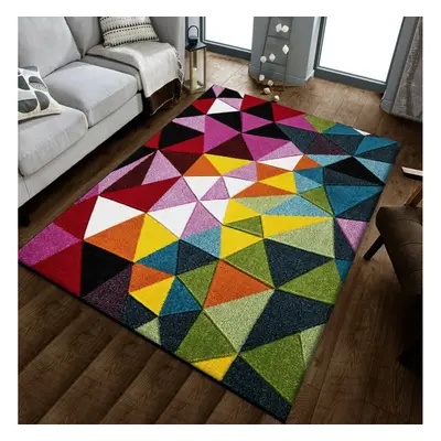 (Geo-Play, 200cm x 290cm) Modern Design Hand Carved Runner Multi Colour Rugs