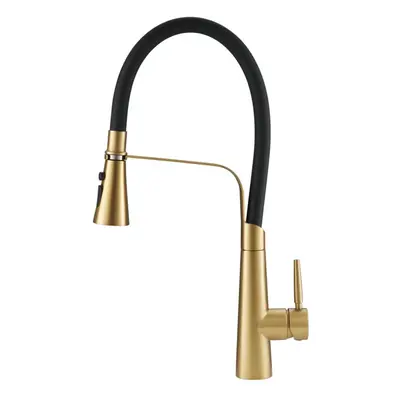 (Gold) Flexible Silicone Pull-Down Kitchen Faucet