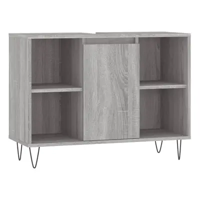 (grey sonoma) vidaXL Bathroom Cabinet Vanity Unit Highboard Cupboard Black Engineered Wood