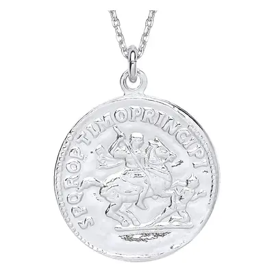 Jewelco London Unisex Sterling Silver SPQR OPTIMO PRINCIPI & IMP TRAIANO Medallion Necklace inch