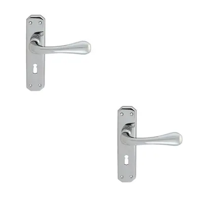 2x PAIR Heavy Duty Handle on Angular Lock Backplate x 40mm Polished Chrome