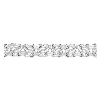 Jewelco London Ladies Rhodium Plated Sterling Silver Rounded 3D Square Byzantine Chain Bracelet 