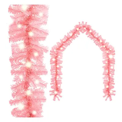 vidaXL Christmas Garland with LED Lights m Pink Holiday Xmas Decoration