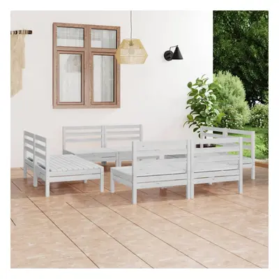 vidaXL Solid Pinewood Garden Lounge Set Piece White Outdoor Seating Sofa