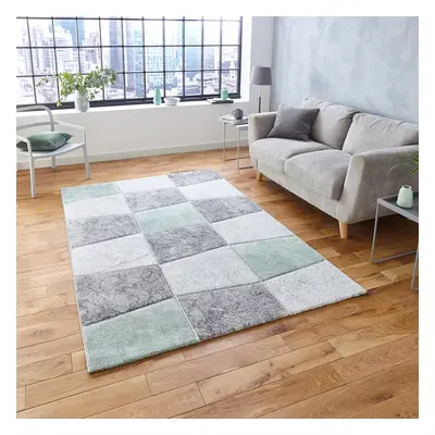 (160x220cm) Brooklyn Modern in Grey Green Check Thick Soft Mats