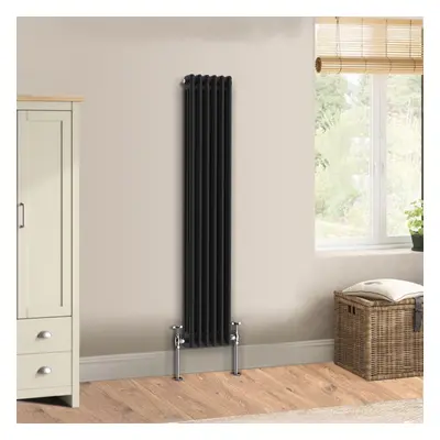 (1500 x 292mm - Triple) Warmehaus Traditional Cast Iron Style Black Radiator Perfect for Bathroo