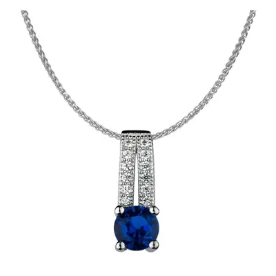 Jewelco London Rhodium Plated Sterling Silver Blue Cubic Zirconia Split Solitaire Charm Pendant 