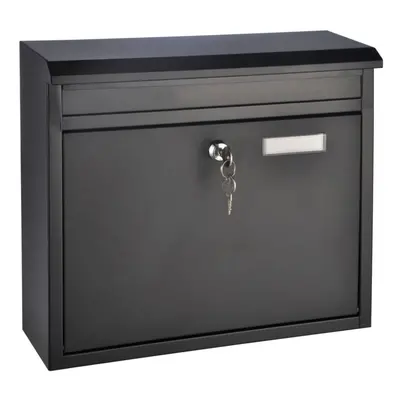 HI Letter Box Black Powder-coated Iron 36x12x32cm Lockable Postbox Mailbox