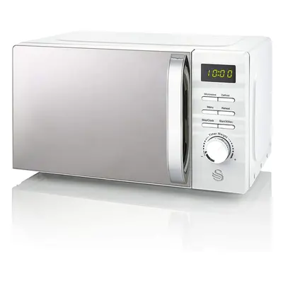 (White) Swan 700W White Symphony Digital Microwave, 20L Capacity, Microwave Power Levels, Defros