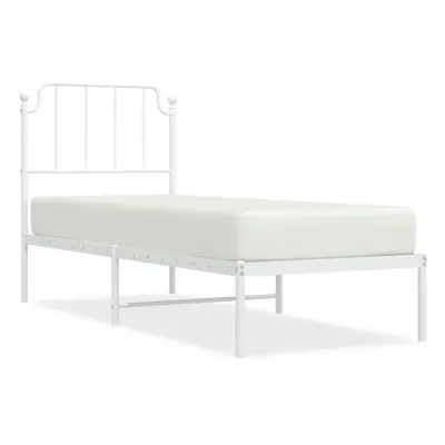 (white, x cm/with headboard) vidaXL Metal Bed Frame Home Bedroom Bed Base Mattress Foundation Be