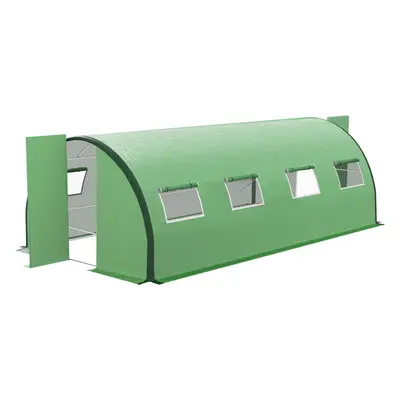 Outsunny Tunnel Greenhouse, Upgraded Structure, Hinged Doors, x 3(m), Green