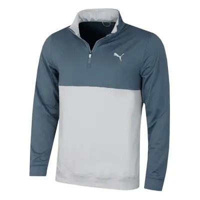 (S, Evening Sky/High Rise) Puma Golf Mens Gamer Colourblock 1/4 Zip Moisture Wicking Sweater