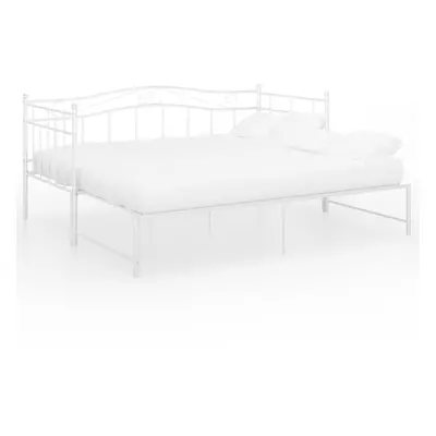 vidaXL Pull-out Sofa Bed Frame White Metal Living Room Occasional Sleepover