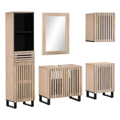 (light brown, solid mango wood) vidaXL Bathroom Furniture Set Piece Sink Cabinet Cupboard Solid 