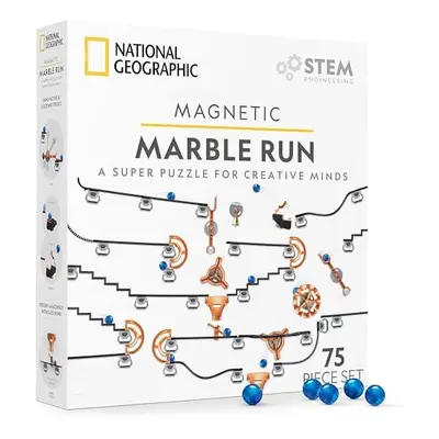 Magnetic Marble Run - 75-Piece STEM Building Set for Kids & Adults with Magnetic Track & Trick P