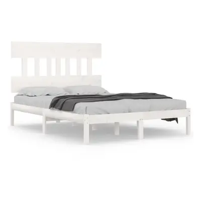 vidaXL Solid Wood Bed Frame White 160x200 cm Wooden Bedroom Bedstead Bed Base