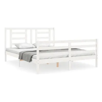 (white, x cm) vidaXL Bed Frame Bed Base Platform Bed with Headboard Small Single Solid Wood