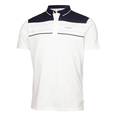 (L, White) Calvin Klein Mens Eagle Moisture Wicking Lightweight Golf Polo Shirt