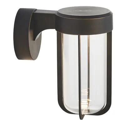 Brushed Bronze Outdoor Wall Light with Glass Shade - IP44 Rated - Integrated LED