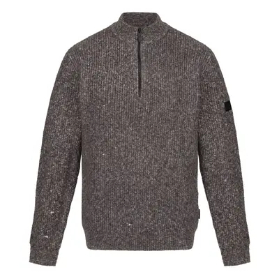 (L, Dark Grey) Regatta Mens Solomon Marl Knitted Zip Neck Sweatshirt