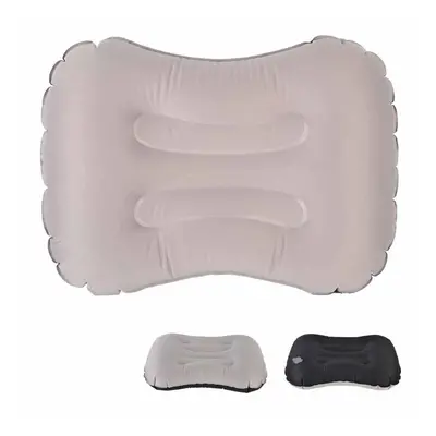 (Gray-black) Outdoor Travel Air Inflatable Pillow Sleep Headrest Neck Massage Folding Cushion