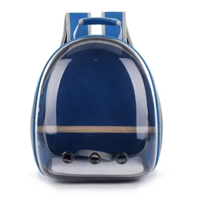 (Navy) Pet Cat Parrot Bird Carrier Travel Breathable Transparent Space Capsule Backpack